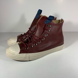 Converse all star high top burgundy leather faux